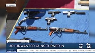 301 unwanted guns turned in