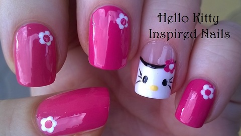 Hello Kitty Inspired Nail Art Design