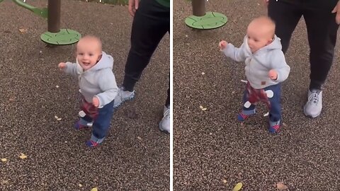 Mom Unknowingly Captures Baby's First Steps On Camera