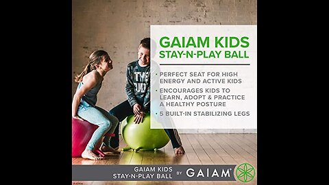 Gaiam Kids Balance Ball - Exercise Stability Yoga Ball, Kids Alternative Flexible Seating for A...
