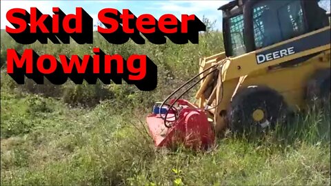 Mowing with a Skid Steer Flail Mower - Shredding and Brush Cutting