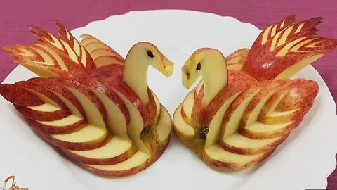 How to Make Apple Swan Garnish - Fruit Carving Video For Beginners