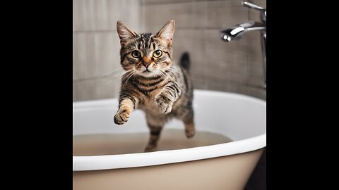 Surprise Guest: Cat Jumps Into Woman's Bath