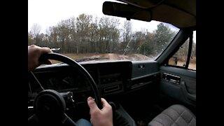 13 year old driving XJ in the woods