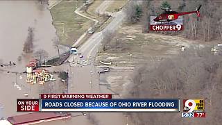 Chopper 9 view of flooded roads on east side