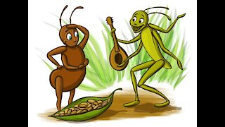 THE GRASSHOPPER AND THE ANTS