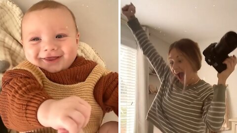 Mom Works Overtime To Make Baby Smile For Pictures