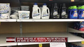 Store shelves at several major retailers are bare as people stock up for coronavirus