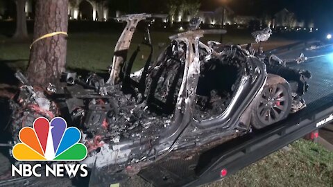 Two Dead In Self-Driving Tesla Crash After Hitting Tree, Burst Into Flames | NBC News NOW