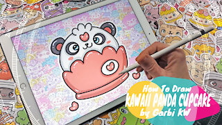 how to Draw Panda Cupcake by Garbi KW