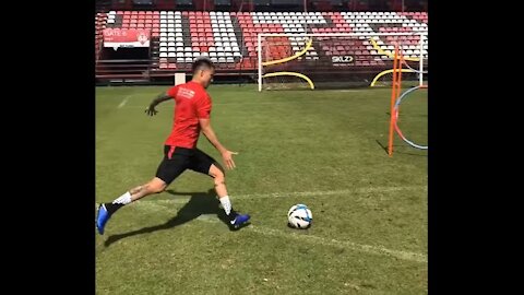 Training skills at the stadium with Thailand national team player Charyl