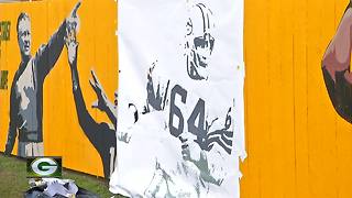 Packers mural painted across from Lambeau Field