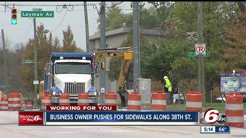 Business owner pushes for sidewalks along 38th Street in Indianapolis