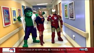 Superhero Day at Palm Beach Children's Hospital; Supergirl, Ironman, and Hulk join forces