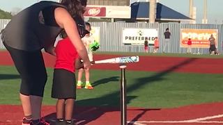 Little Boy Needs More Practice At Tee Ball