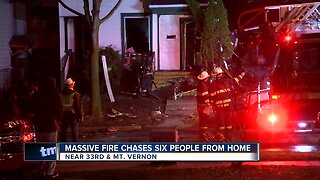 Massive fire chases six people from home near 33rd and Mt. Vernon