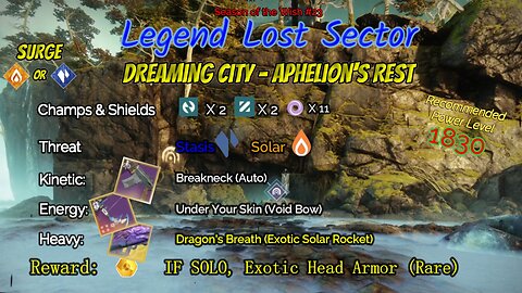 Destiny 2 Legend Lost Sector: Dreaming City - Aphelion's Rest on my Strand Titan 1-22-24
