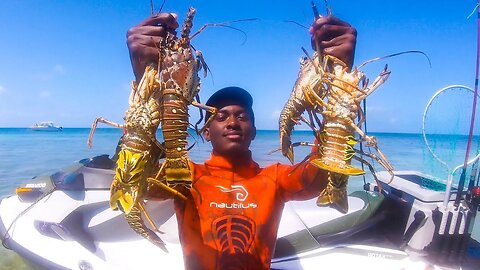CLEAR WATER AND FLORIDA LOBSTER ON SEADOO FISH PRO | LOADED LOBSTER MAC AND CHEESE (CATCH AND COOK)