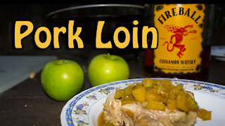 Dutch Oven Cinnamon Whiskey Apple Stuffed Pork Loin