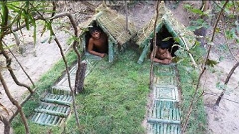 Build Most Secret Underground Bamboo House By Ancient Skill