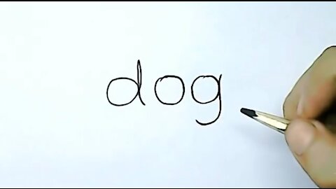 Drawing Art | How to draw a dog using a word " Dog "