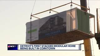 Detroit's first modular apartments being put in place in Corktown