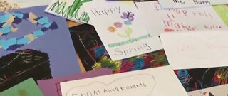 Kids make cards for nursing homes