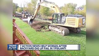 7 Action News helps woman after backyard dig up fail in Ypsilanti