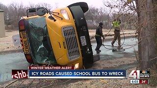 School bus rolls over in south Kansas City