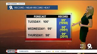 More 100s and record heat coming