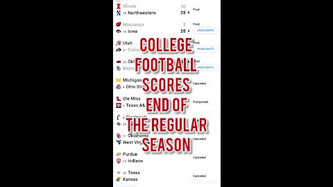 END OF REGULAR SEASON COLLEGE SCORES