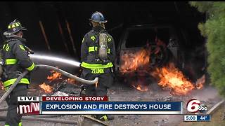 Explosion, fire destroys home in Camby