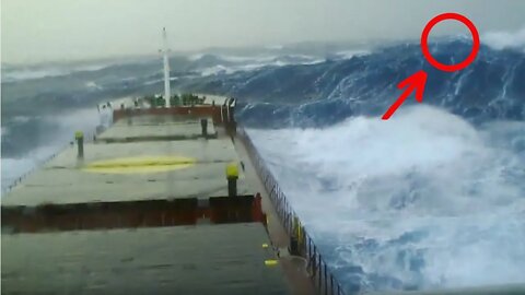 Ship in Storm | Merchant Navy Ship In Monster Waves (Storm Force 12)