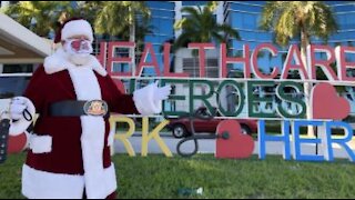 Santa Claus gets creative to greet patients at Bethesda Hospital East in Boynton Beach