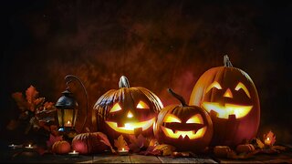 Halloween Ambience | Glowing Jack-O-Lanterns With Flickering Candles | Festive Spooky Music