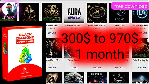 Black Diamond special EA | How make money with Algotrading | 300$ to 970$ on April | Forex club 4