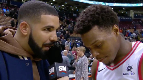 Drake Interviews Kyle Lowry After Game vs Hornets