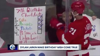 Dylan Larkin grants birthday wish on-ice for seven-year-old Red Wings fan