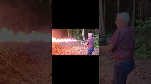 83 Year Old Grandpa Uses Flame Thrower for the First Time!