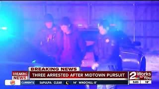 Three people arrested after overnight pursuit in Midtown Tulsa