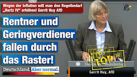 Wegen der Inflation will man den Regelbedarf „Hartz IV“ erhöhen! Gerrit Huy AfD