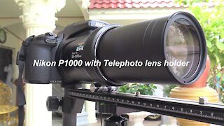 Telephoto lens holder for Nikon P1000 for tilting lens