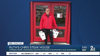 Ruth's Chris Steak House in Annapolis says "We're Open Baltimore!"