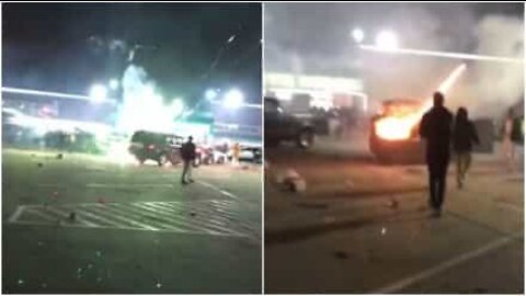 미국 텍사스의 한 자동차 안에서 폭발해버린 폭죽