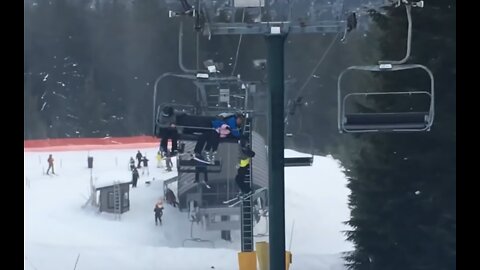 Dad Catches Son Falling from Ski Lift