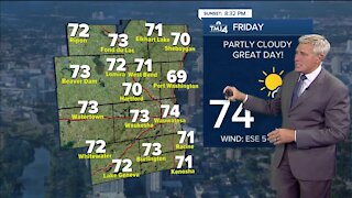 Friday morning is sunny with highs in the 70s