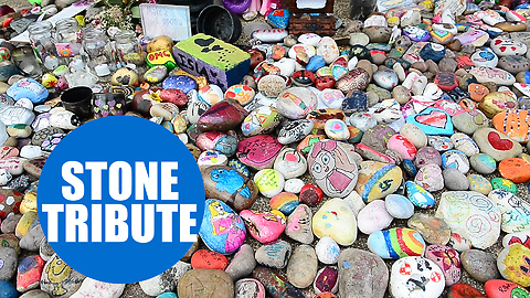 Thousands of painted stones have been laid at a bandstand in memory