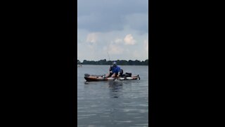 Catching a catfish in the kayak