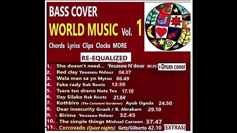 Bass cover WORLD MUSIC Vol. 1 _ Chords Lyrics Clips Clocks MORE