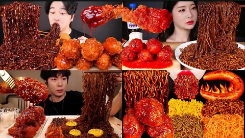 BLACK BEAN NOODLES MUKBANG COMPILATION🔥😍